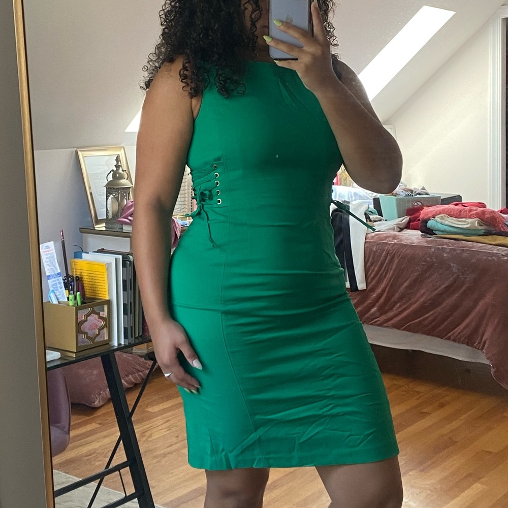 Green Calvin Klein Dress w/ Gold hardware